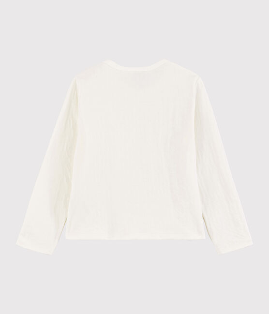 Kinder-Cardigan aus gedoppeltem Jersey für Mädchen weiss MARSHMALLOW