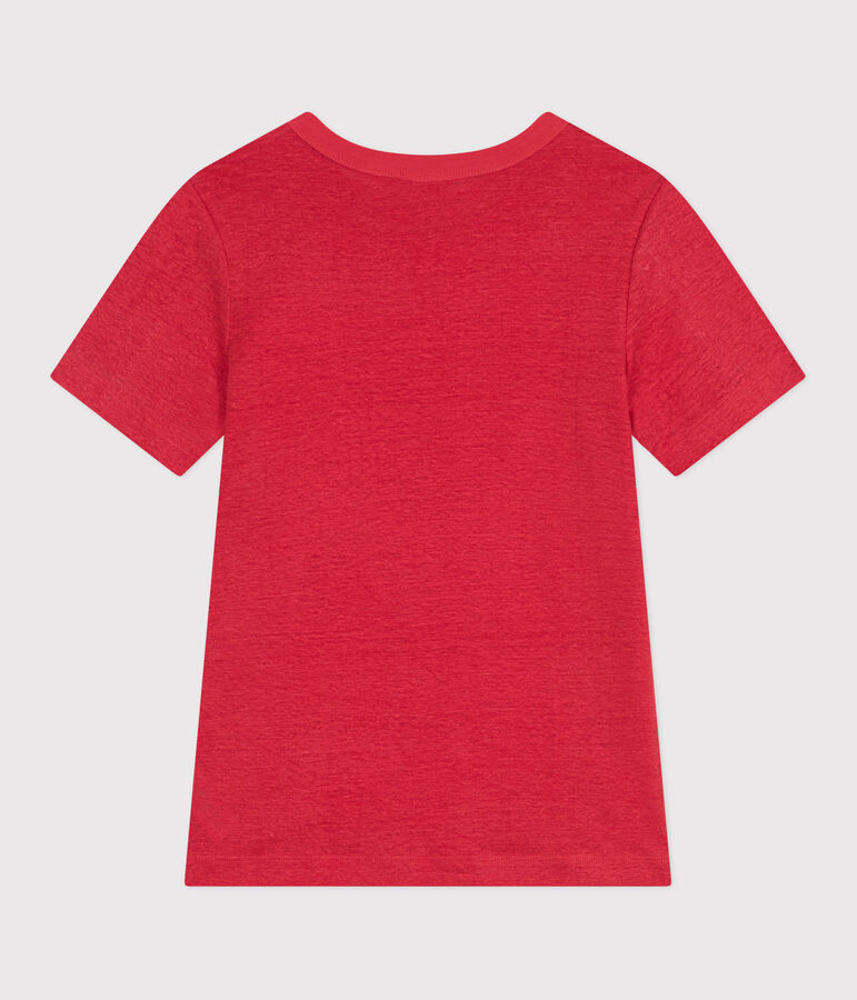 Kurz&auml;rmeliges Damen-T-Shirt aus Leinen rot