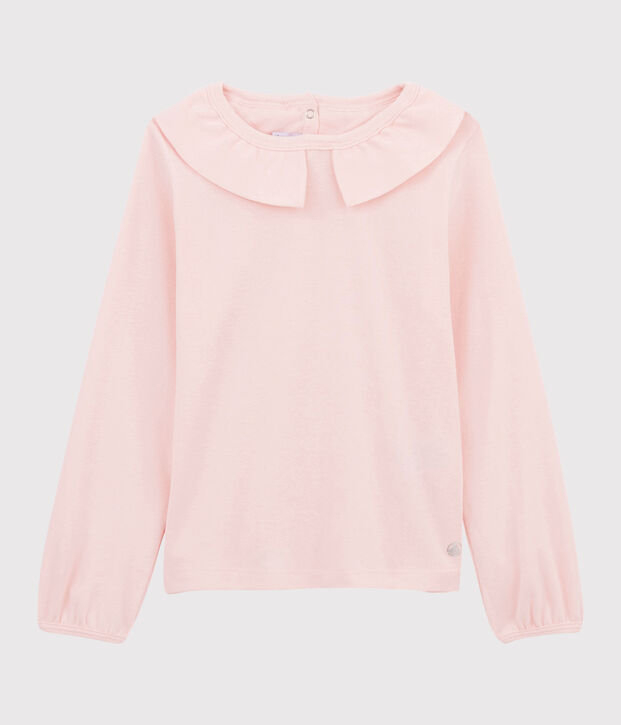 Kinder-T-Shirt mit Kragen f&uuml;r M&auml;dchen rosa