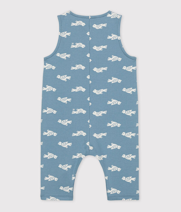 Langer Baby-Overall aus Molton blau/weiss