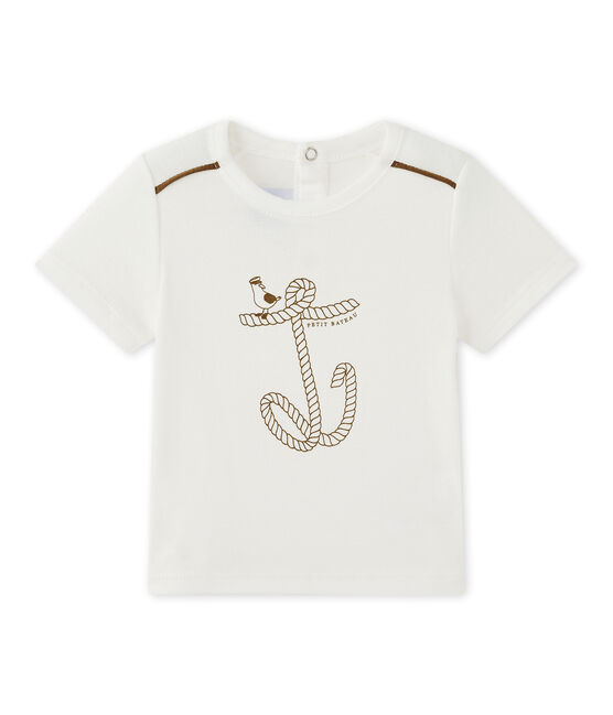 Baby-Jungen-Kurzarmshirt weiss MARSHMALLOW