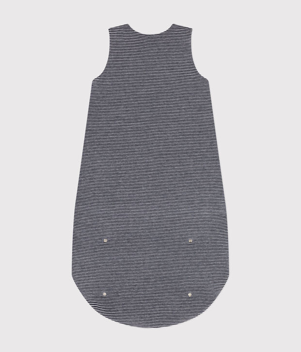 Babyschlafsack aus Samt mit Ringelstreifen blau/weiss