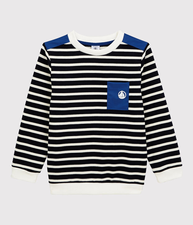 Kinder-Sweatshirt aus Jersey f&uuml;r Jungen blau/weiss