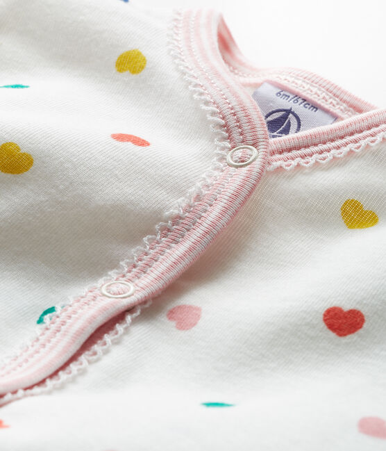 Baby-Strampler ohne Fuß aus Rippstrick für Mädchen weiss MARSHMALLOW/ MULTICO CN