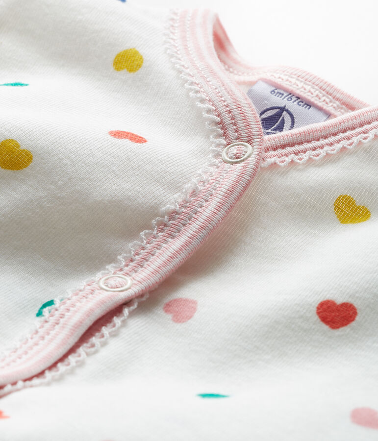 Baby-Strampler ohne Fu&szlig; aus Rippstrick f&uuml;r M&auml;dchen weiss/vielfarbig