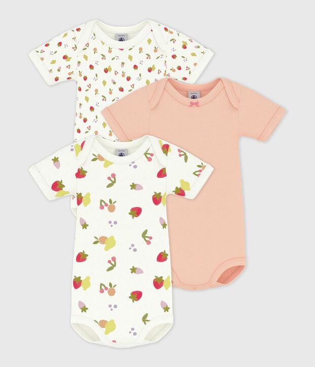 Set kurz&auml;rmelige Baby-Bodys aus Baumwolle mit Fruchtmotiv vielfarbig