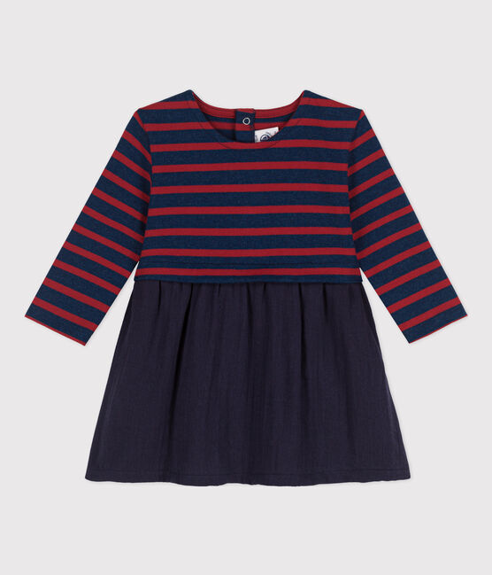 Langärmeliges Kleid für Mädchen blau SMOKING/ LITTORAL