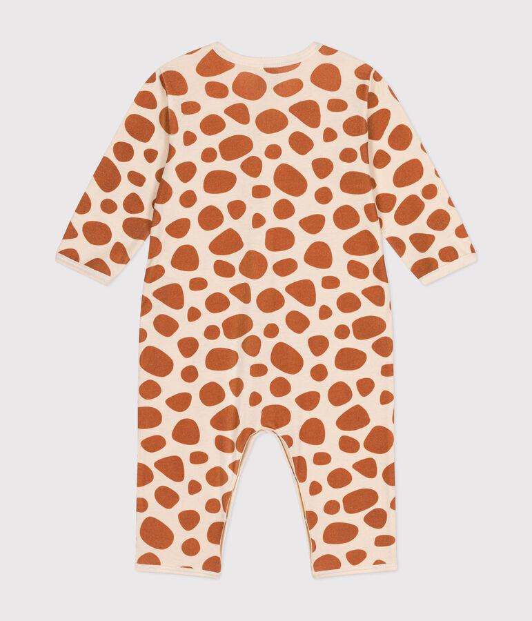 Baby-Strampler ohne F&uuml;&szlig;e aus Baumwolle mit Giraffenmotiv naturfarben/braun