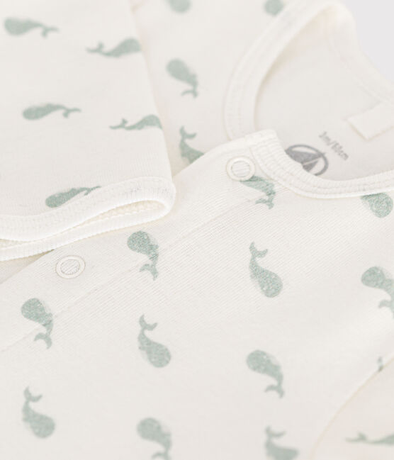 Bodyjama ohne Füßchen aus Baumwolle für Babys weiss MARSHMALLOW/ HERBIER