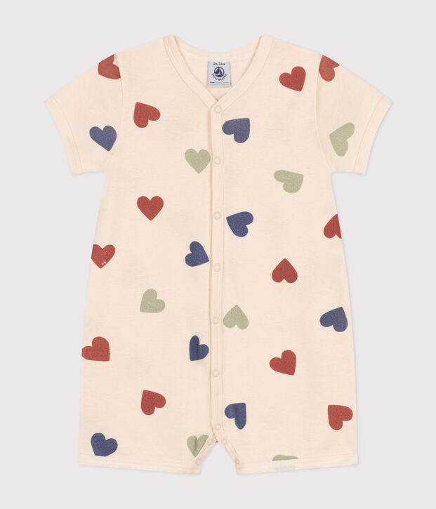Baby-Kurzoverall aus Baumwolle naturfarben/vielfarbig