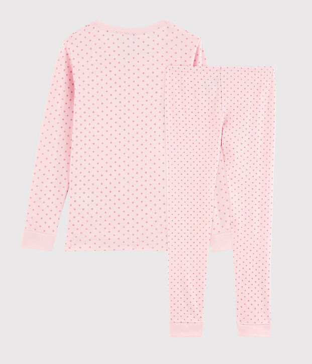 Snugfit-Kinderpyjama aus Baumwolle mit Sternen-Motiv f&uuml;r M&auml;dchen rosa/orange/grau