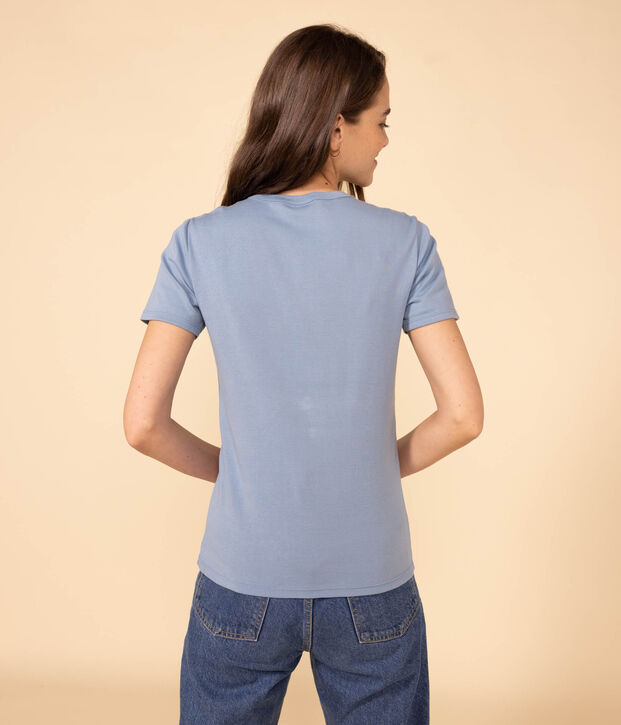 T-Shirt L&rsquo;ICONIQUE aus Baumwolle mit rundem Ausschnitt f&uuml;r Damen blau