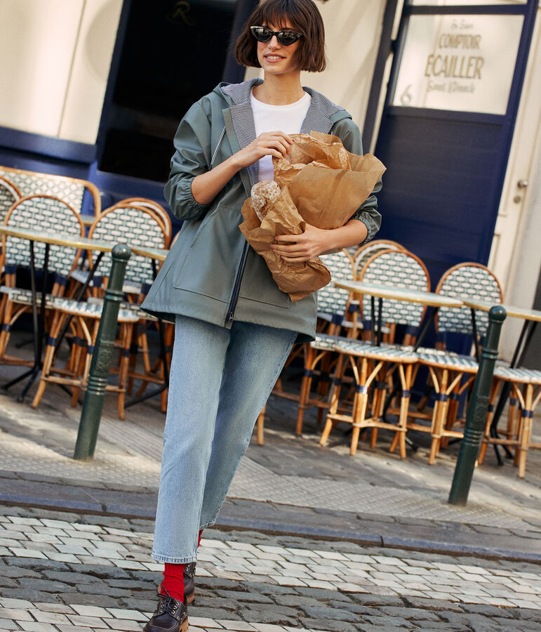 Damen-Regenjacke mit Kapuze gr&uuml;n THUYA