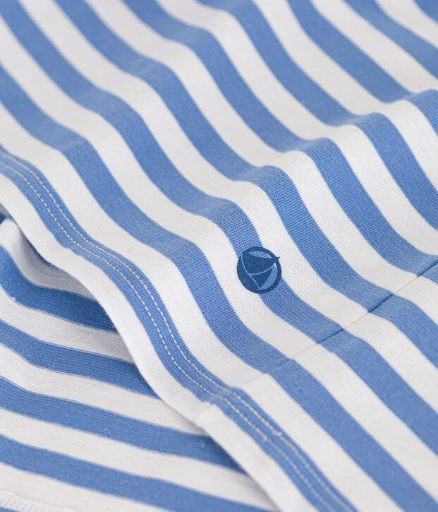 Kurz&auml;rmeliges gestreiftes Kleid aus Baumwolle Kinder/M&auml;dchen blau/weiss