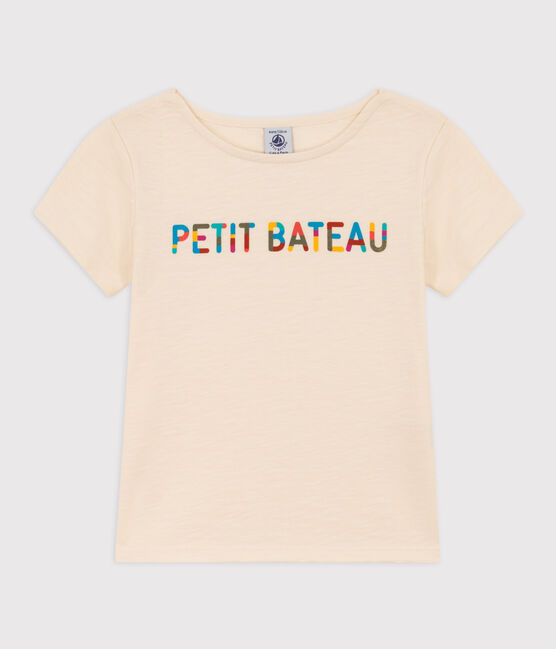 Bedrucktes Kinder-T-Shirt aus Baumwolle für Mädchen naturfarben AVALANCHE