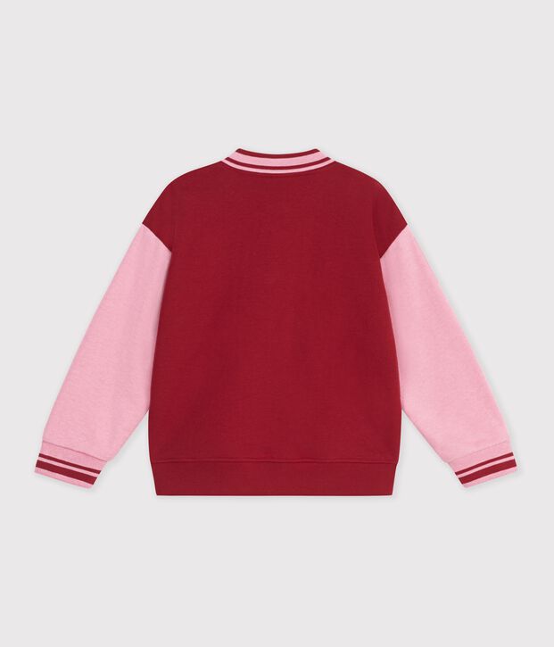 Kinder College-Jacke aus Baumwolle im Colorblock rot