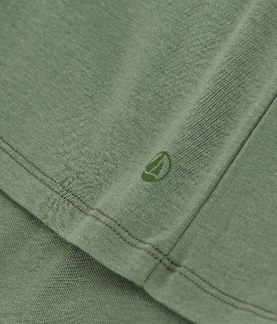 Damen-T-Shirt L'Iconique mit V-Ausschnitt aus Baumwolle, unifarben grün CROCO