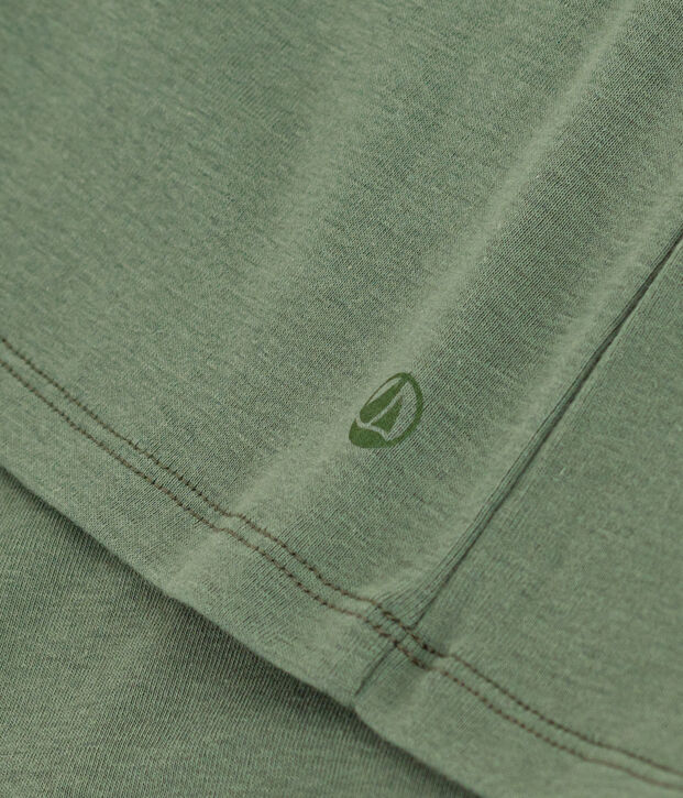 Damen-T-Shirt L'Iconique mit V-Ausschnitt aus Baumwolle, unifarben gr&uuml;n