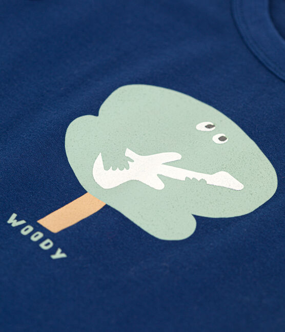 Kurzärmeliges Kinder-T-Shirt aus feinem Jersey für Jungen blau MEDIEVAL