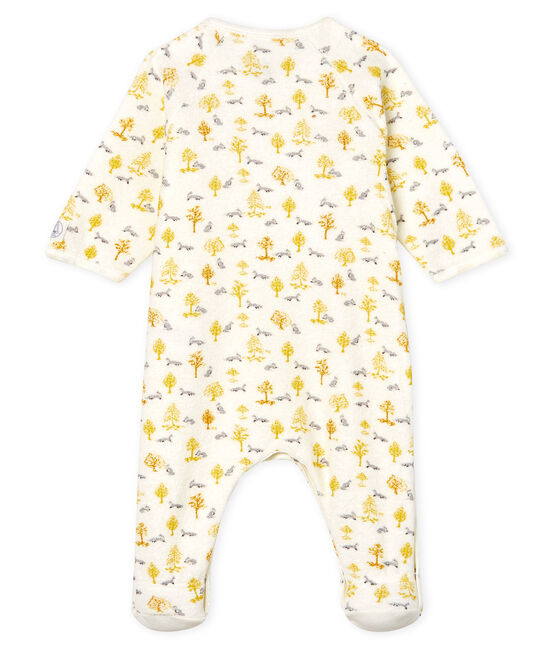 Baby-Strampler aus angerautem, extra warmem Bouclé-Frottier für Jungen weiss MARSHMALLOW/weiss MULTICO