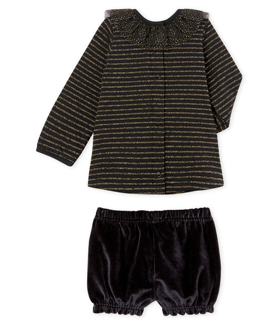 2-teiliges Baby-Ensemble für Mädchen schwarz NOIR/weiss MULTICO