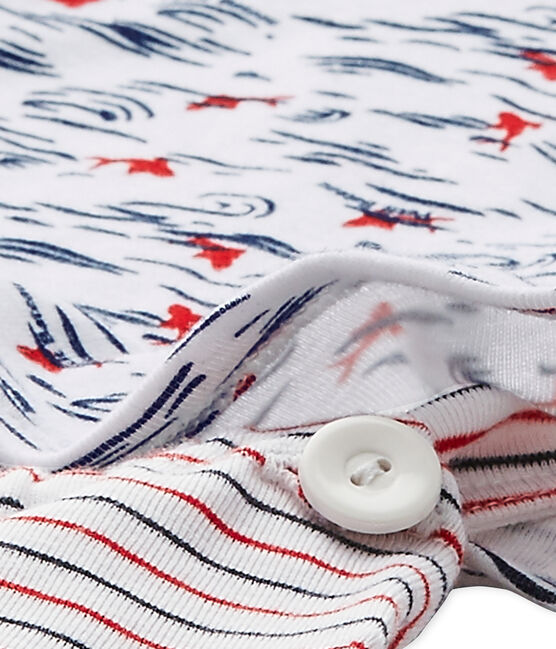 Zweiteiliger kurzer Baby-Jungen-Schlafanzug weiss ECUME/weiss MULTICO