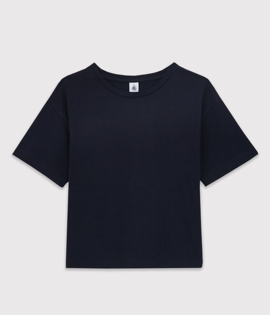 Damen-T-Shirt LE BOXY aus Baumwolle blau SMOKING