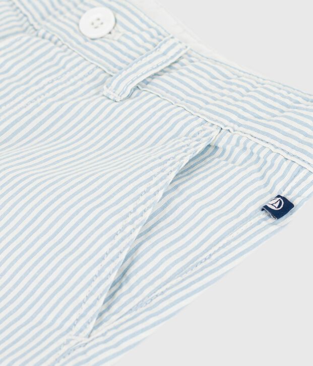 Kinder-Bermudashorts aus Baumwolle mit Streifen blau/blau