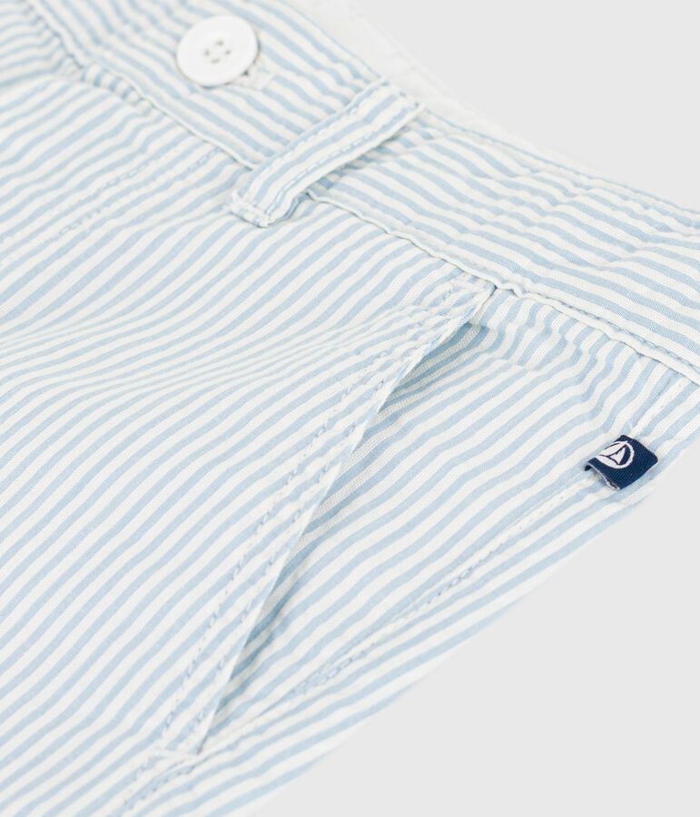 Kinder-Bermudashorts aus Baumwolle mit Streifen weiss/blau