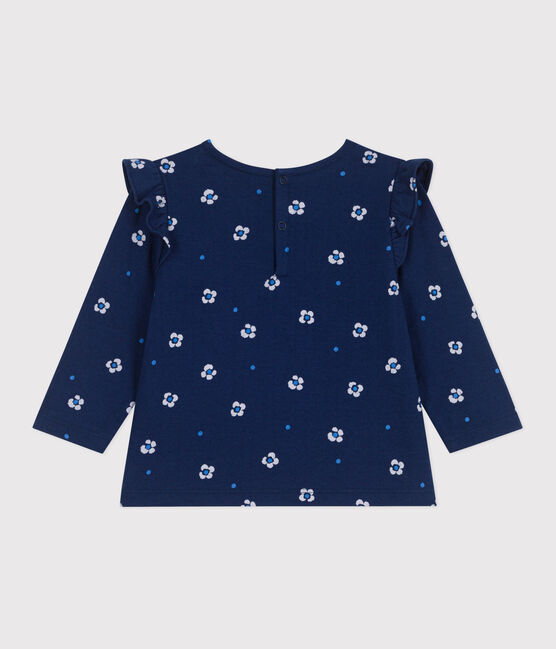 Langärmelige Baby-Bluse aus geblümter Baumwolle  blau MEDIEVAL/weiss MULTICO