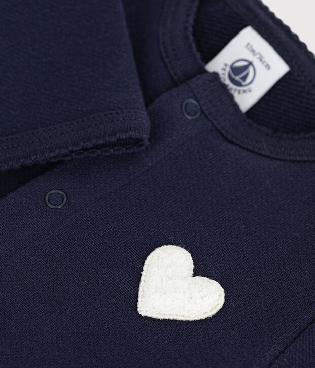 Baby-Cardigan aus einfarbiger Baumwolle mit Herzaufn&auml;her SOIR