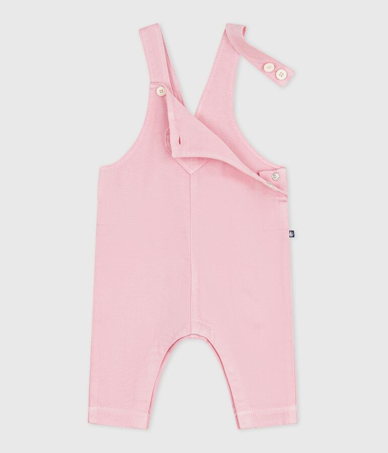 Langbeinige Baby-Latzhose aus einfarbiger Baumwolle rosa