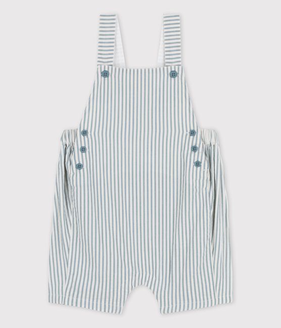 Kurze Baby-Latzhose aus Seersucker blau BRUT/weiss MARSHMALLOW