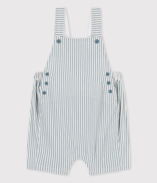Kurze Baby-Latzhose aus Seersucker gr&uuml;n/weiss