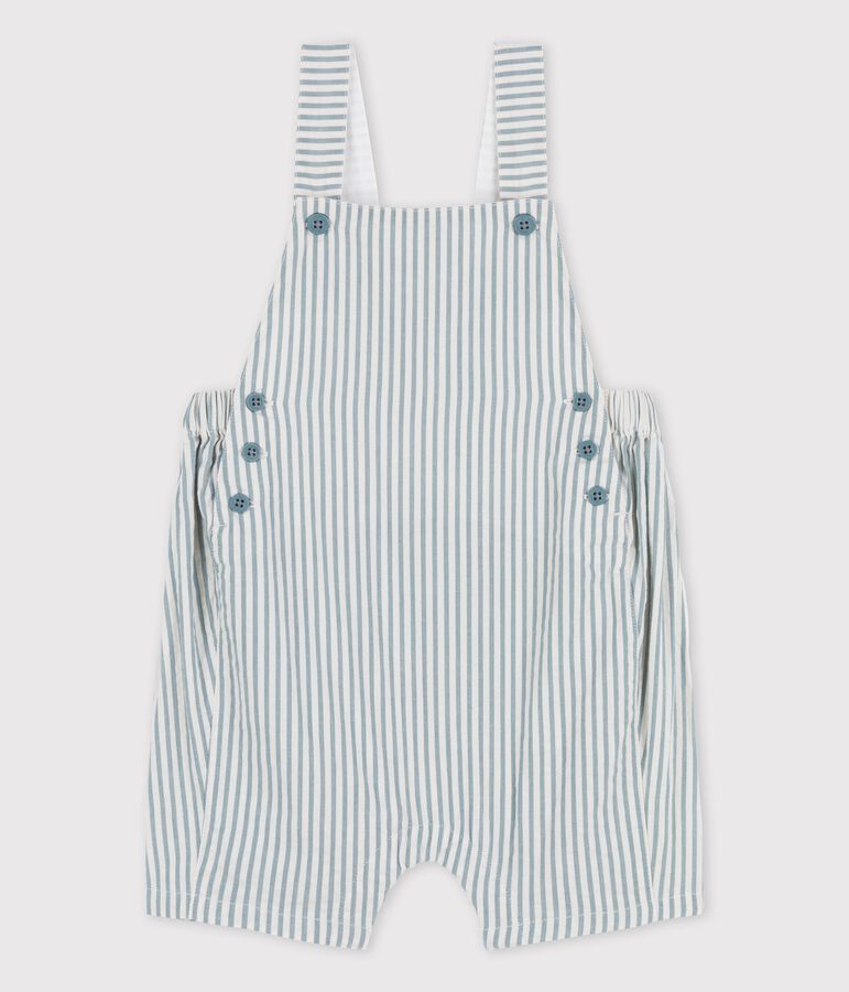 Kurze Baby-Latzhose aus Seersucker blau BRUT/weiss MARSHMALLOW