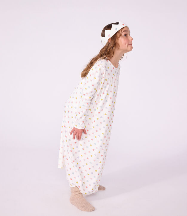 Kinder-Nachthemd zum Verkleiden Prinzessin mit Diadem aus Baumwolle weiss/vielfarbig