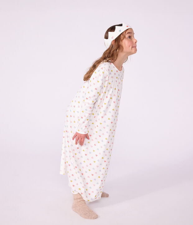 Kinder-Nachthemd zum Verkleiden Prinzessin mit Diadem aus Baumwolle weiss/vielfarbig