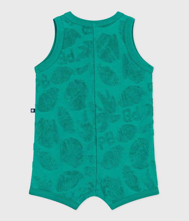 Baby-Kurzoverall aus Baumwolle mit Palmenmotiv gr&uuml;n