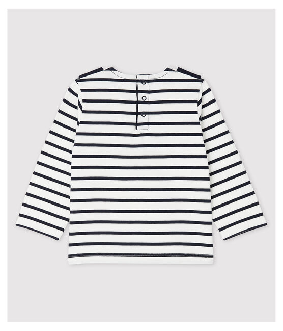 Stilvoll-verspieltes Baby-Marineshirt aus Jersey für Mädchen weiss MARSHMALLOW/blau SMOKING