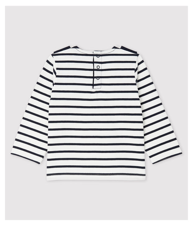 Stilvoll-verspieltes Baby-Marineshirt aus Jersey f&uuml;r M&auml;dchen weiss/blau