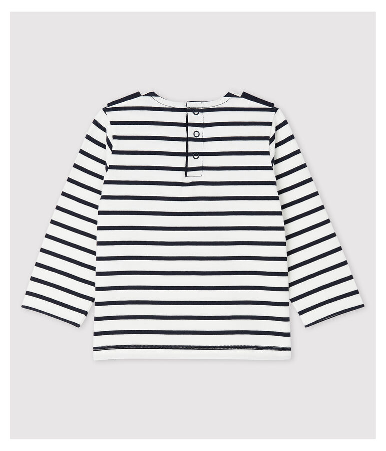 Stilvoll-verspieltes Baby-Marineshirt aus Jersey f&uuml;r M&auml;dchen weiss MARSHMALLOW/blau SMOKING