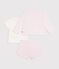 3-teiliges Baby-Set aus Baumwolle mit besticktem Kragen rosa