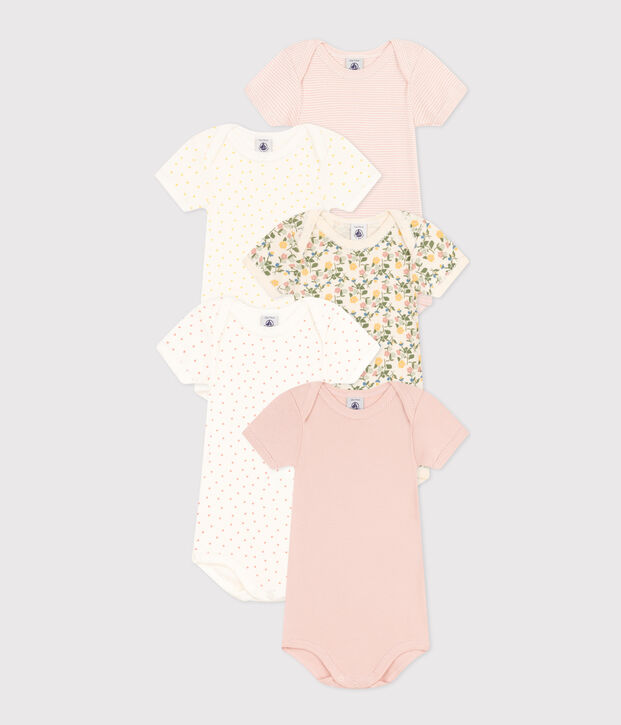 5er-Set Kurzarm-Baby-Bodys aus Baumwolle mit Blumenmuster vielfarbig
