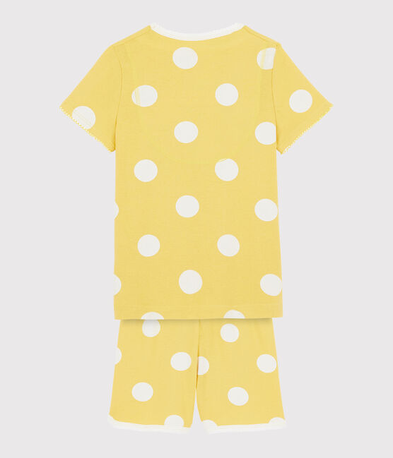 Kinder-Kurzpyjama aus Rippstrick mit Punkten gelb BLE/weiss ECUME