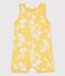 Kurzer Baby-Einteiler aus Baumwolle mit Hawaiimuster gelb ORGE/weiss MARSHMALLOW