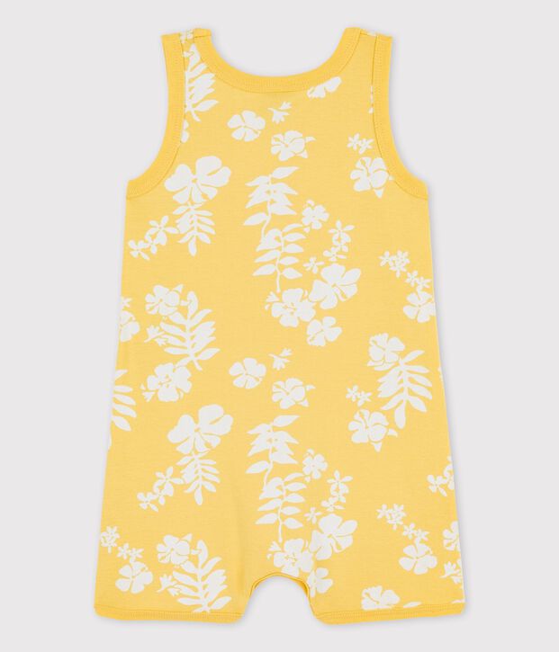 Kurzer Baby-Einteiler aus Baumwolle mit Hawaiimuster gelb/weiss