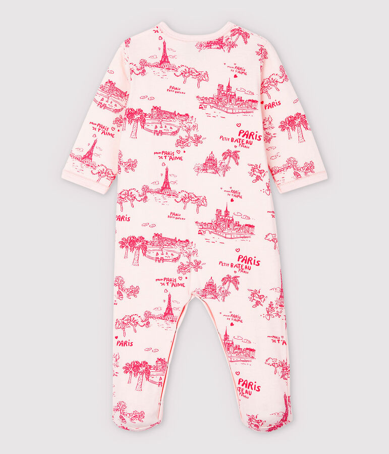Baby-Strampler aus Doppeljersey mit Paris-Motiv im Toile-de-Jouy-Stil f&uuml;r M&auml;dchen rosa FLEUR/rosa GROSEILLER