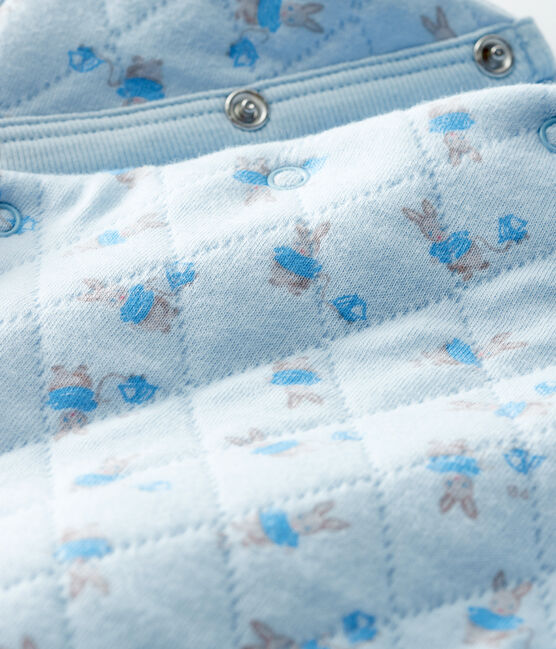 Langer Unisex-Baby-Overall aus Doppeljersey blau FRAICHEUR/weiss MULTICO
