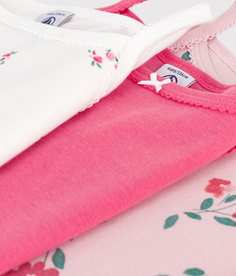 Set Spaghetti-Tops aus Baumwolle mit Blumenmotiv vielfarbig