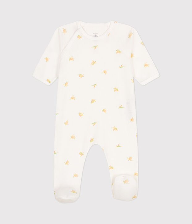 Baby-Strampler aus Baumwolle weiss/vielfarbig